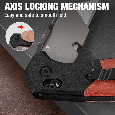 WORKPRO Folding Utility Knife, Razor Blade Knife with Axis Lock, Quick Change Box Cutter, EDC Wood Handle Foldable Pocket Cutter, Extra 10PC SK5 Blades Included in Kuwait