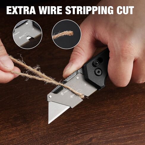 WORKPRO Folding Utility Knife, Razor Blade Knife with Axis Lock, Quick Change Box Cutter, EDC Wood Handle Foldable Pocket Cutter, Extra 10PC SK5 Blades Included in Kuwait