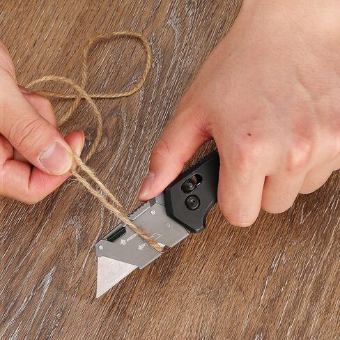 WORKPRO Folding Utility Knife, Razor Blade Knife with Axis Lock, Quick Change Box Cutter, EDC Wood Handle Foldable Pocket Cutter, Extra 10PC SK5 Blades Included in Kuwait