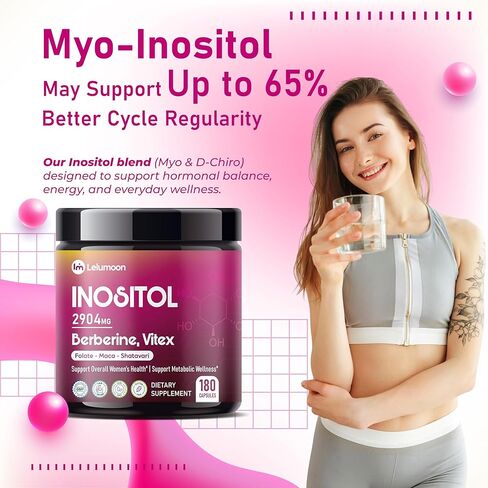 Premium inositol 2904 mg مع البربرين ، Vitex ، Ashwagandha & Shatavari - يدعم صحة المرأة والعافية - المصنوعة في الولايات المتحدة الأمريكية - 180 كبسولة in Saudi Arabia
