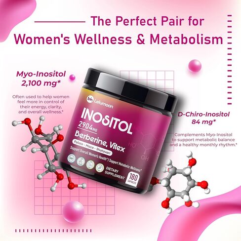 Premium inositol 2904 mg مع البربرين ، Vitex ، Ashwagandha & Shatavari - يدعم صحة المرأة والعافية - المصنوعة في الولايات المتحدة الأمريكية - 180 كبسولة in Saudi Arabia