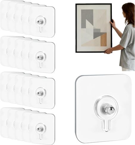 YXFC 20 PCS Adhesive Wall Hooks(17lb Max),Picture Hangers Without Nails,Wall Hangers Without Nails,Picture Frame Hanger for Kitchen, Bathroom, Home and Office in Saudi Arabia