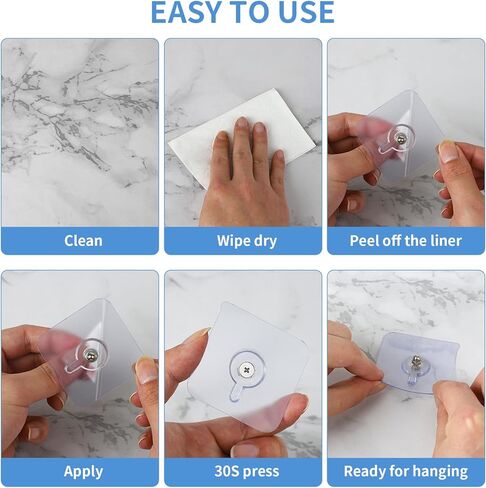 YXFC 20 PCS Adhesive Wall Hooks(17lb Max),Picture Hangers Without Nails,Wall Hangers Without Nails,Picture Frame Hanger for Kitchen, Bathroom, Home and Office in Saudi Arabia