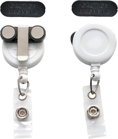 2 Pack - Magnetic Name Badge Holder - Retractable Badge Reel with Magnet Back - Retracting Clothing Friendly Lanyard Work ID Holder for Shirt, Lapel, Scrubs, and More by Specialist ID (Clear) in Saudi Arabia