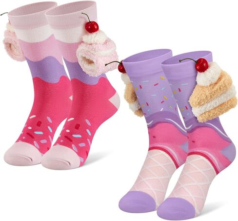 2 Pairs Silly Socks, Food Themes 3D Hamburger Socks, Novelty Silly French Fries Stockings Gag Crew 3D Print Crazy Novelty Mothers Day Birthday Gifts for Men Women in Saudi Arabia