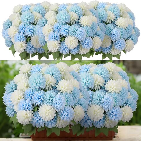 12 Pcs Artificial Fall Flowers Faux Mums Burnt Orange Flowers Assorted Fake Silk Mums Chrysanthemums Bouquet Fall Marigold for Vase Table Floral Arrangement for Wedding Home Outdoor Autumn Decorations in Saudi Arabia