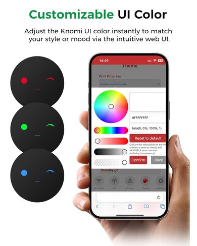 Creality Official Creator Knomi Hi، شاشة عرض رأس الطباعة الذكية التي تصور التعبيرات، ألوان مخصصة وملفات GIF، عرض حالة الطباعة في الوقت الفعلي، ملحقات ترقية الطابعة ثلاثية الأبعاد لـ Creality Hi in Kuwait