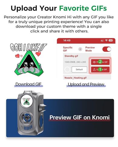 Creality Official Creator Knomi Hi، شاشة عرض رأس الطباعة الذكية التي تصور التعبيرات، ألوان مخصصة وملفات GIF، عرض حالة الطباعة في الوقت الفعلي، ملحقات ترقية الطابعة ثلاثية الأبعاد لـ Creality Hi in Kuwait