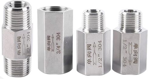 304 Stainless Steel Male/Female Thread PT Thread 1/8 1/4 3/8 1/2 3/4 Inch Hexagonal Direct Non-Return Inline One-Way Check Valve 1Pcs(Male(In) female(Out),1/8") in Saudi Arabia