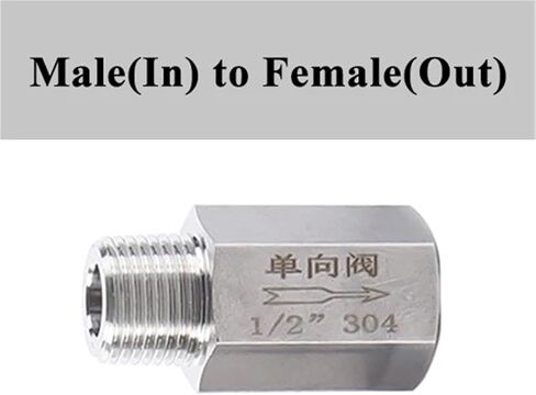 304 Stainless Steel Male/Female Thread PT Thread 1/8 1/4 3/8 1/2 3/4 Inch Hexagonal Direct Non-Return Inline One-Way Check Valve 1Pcs(Male(In) female(Out),1/8") in Saudi Arabia