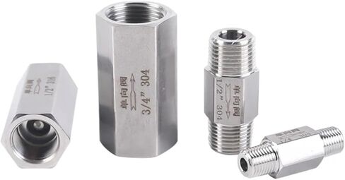 304 Stainless Steel Male/Female Thread PT Thread 1/8 1/4 3/8 1/2 3/4 Inch Hexagonal Direct Non-Return Inline One-Way Check Valve 1Pcs(Male(In) female(Out),1/8") in Saudi Arabia