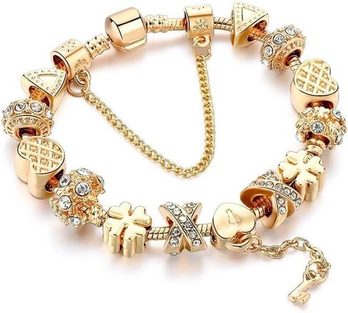 مجموعة سيليستارا سوار من الخرز المطلي بالذهب عيار 18 قيراط DIY سوار مضاد للحساسية من سبائك الزنك المتلألئ مرصع بحجر الراين، نمط عرقي قبلي - صندوق وحقيبة رائعة in Kuwait