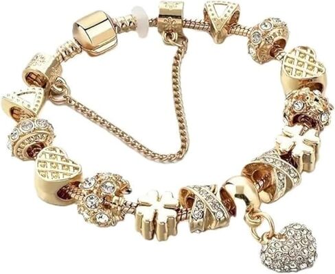 مجموعة سيليستارا سوار من الخرز المطلي بالذهب عيار 18 قيراط DIY سوار مضاد للحساسية من سبائك الزنك المتلألئ مرصع بحجر الراين، نمط عرقي قبلي - صندوق وحقيبة رائعة in Kuwait