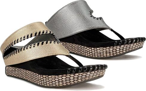 Modzori Tita Women's Mid Wedge Reversible Sandal Black/Beige 6 in Saudi Arabia