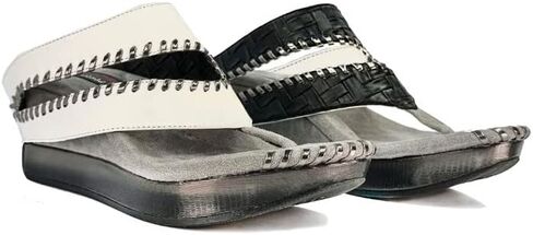 Modzori Tita Women's Mid Wedge Reversible Sandal Black/Beige 6 in Saudi Arabia
