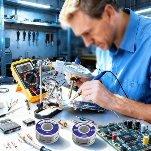 Sn63/37 Rosin Solder Wires High Purity Low Melting for Solder Pot Repair tin Soldering DIY Tools Welding Electronic Repairs (Circuit Boards, radios, TVs, etc.), Content 2% Solder Flux (1.0mm, 100g) in Saudi Arabia