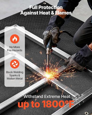 VEVOR Welding Blanket, 4 x 6 FT Silicone Coated Fiberglass Welding Blanket, Up to 1800°F Heat Resistant Safety Protection Blankets, Flame Retardant Fireproof Insulation Mat with Metal Grommets in Saudi Arabia
