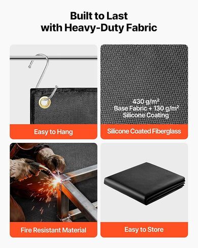 VEVOR Welding Blanket, 4 x 6 FT Silicone Coated Fiberglass Welding Blanket, Up to 1800°F Heat Resistant Safety Protection Blankets, Flame Retardant Fireproof Insulation Mat with Metal Grommets in Saudi Arabia