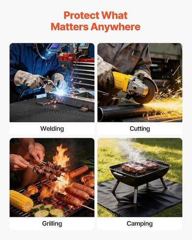VEVOR Welding Blanket, 4 x 6 FT Silicone Coated Fiberglass Welding Blanket, Up to 1800°F Heat Resistant Safety Protection Blankets, Flame Retardant Fireproof Insulation Mat with Metal Grommets in Saudi Arabia