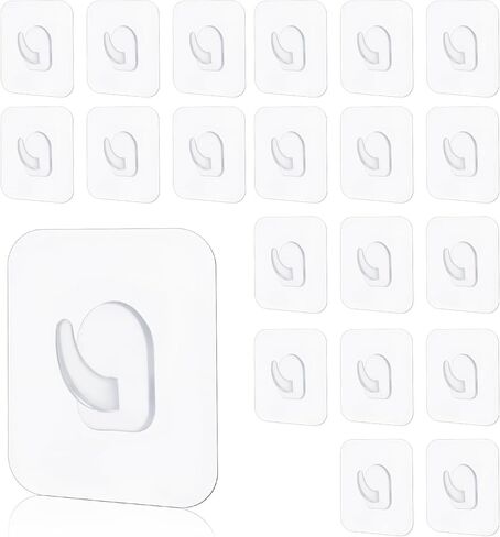 LXUEJIE 20 Pcs Clear Adhesive Wall Hooks for Hanging, Heavy Duty Utility Hooks Waterproof and Oilproof Acrylic Hanging Hooks for Kitchen, Bathroom, Bedroom, Office, Home in Saudi Arabia