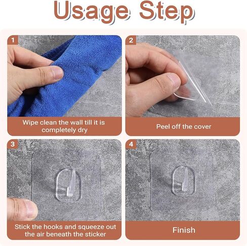 LXUEJIE 20 Pcs Clear Adhesive Wall Hooks for Hanging, Heavy Duty Utility Hooks Waterproof and Oilproof Acrylic Hanging Hooks for Kitchen, Bathroom, Bedroom, Office, Home in Saudi Arabia