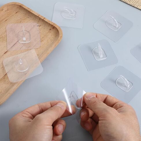LXUEJIE 20 Pcs Clear Adhesive Wall Hooks for Hanging, Heavy Duty Utility Hooks Waterproof and Oilproof Acrylic Hanging Hooks for Kitchen, Bathroom, Bedroom, Office, Home in Saudi Arabia