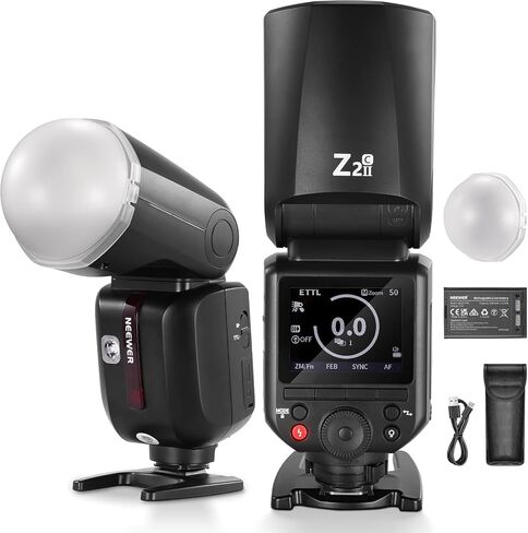 NEEWER Z2II-C 2.4G TTL Flash Speedlite Compatible with Canon Camera, Wireless Compatible with Godox, 76Ws 1/8000s HSS 3000mAh 600 Full Power Light, 2 Modeling Lamps, TTL/M Switch, Diffuser in Saudi Arabia