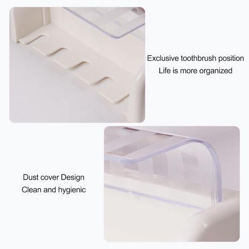 5 Slots Wall Mount Toothbrush Holder with Cover for Bathrooms, Self Adhesive Electric Toothbrush Storage Organizer for Shower, Space Saver Tooth Brush Hanger in Saudi Arabia