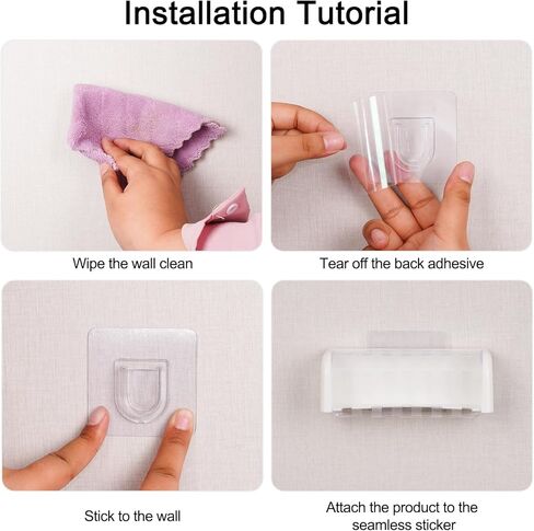 5 Slots Wall Mount Toothbrush Holder with Cover for Bathrooms, Self Adhesive Electric Toothbrush Storage Organizer for Shower, Space Saver Tooth Brush Hanger in Saudi Arabia