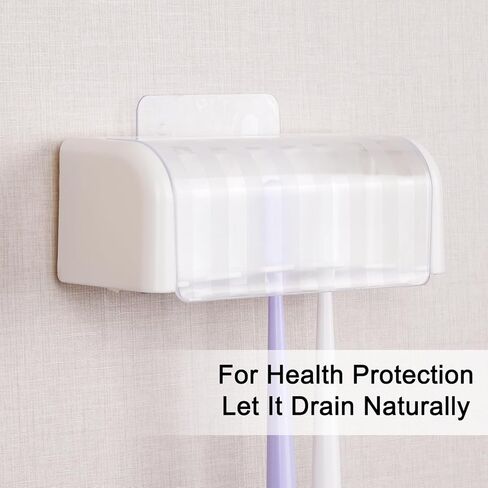 5 Slots Wall Mount Toothbrush Holder with Cover for Bathrooms, Self Adhesive Electric Toothbrush Storage Organizer for Shower, Space Saver Tooth Brush Hanger in Saudi Arabia