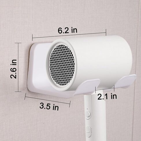 1 PCS White Universal Hair Dryer Holder for Bathroom, Self Adhesive Wall Mount Hanger for Hair Dryer Hook with Plug Organizer in Saudi Arabia