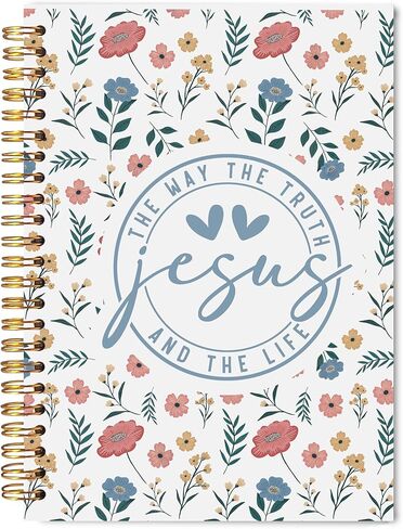 Welshower Pink Rose Floral Cross Christian Spiral Notebook Journal, Bible Verse Notebook for Note Taking, Bible Scripture Journal, Religious Prayer Journals for Woman, 5.5x8.3 Inch in Saudi Arabia