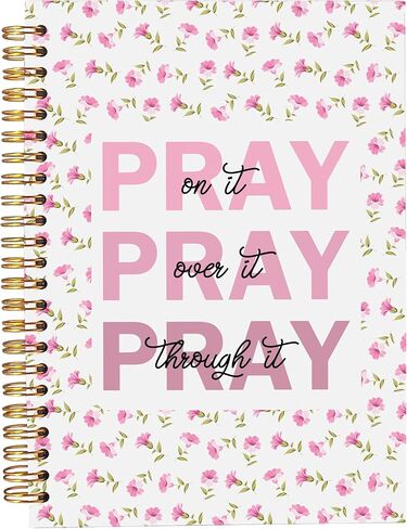 Welshower Pink Rose Floral Cross Christian Spiral Notebook Journal, Bible Verse Notebook for Note Taking, Bible Scripture Journal, Religious Prayer Journals for Woman, 5.5x8.3 Inch in Saudi Arabia