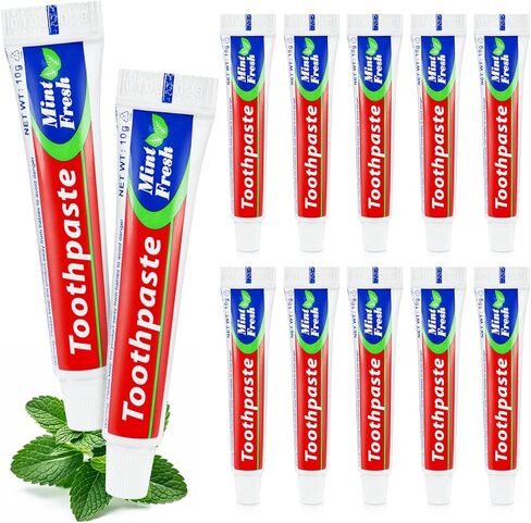 60 Tubes Bulk Travel Size Mini Toothpaste, 0.35 oz Disposable Mint Flavor Pocket Teeth Paste Small Essential Toothpaste for Travel, Home/Hotel/Guests/Charity/Homeless/Camping Oral Care (Single Use) in Saudi Arabia