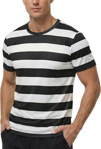 Mens Basic Striped T-Shirts Sailor Tshirt Red White Cosplay Shirts Rainbow Stripes Top Halloween Costume Tees in Saudi Arabia