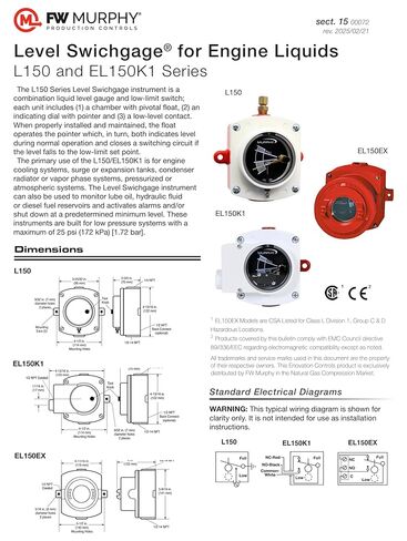 Murphy by Enovation Controls EL150EX Liquid Level Swichgage, Explosion Proof (15700121) in Saudi Arabia