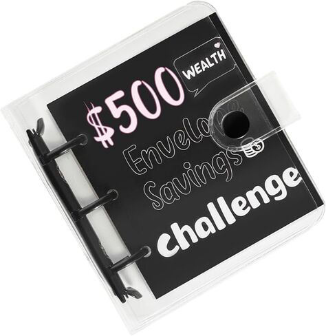 Mini Money Saving Binder مع 25 مظاريف نقدية 500 دولار للتوفير الأموال تحدي التحديات التي تحدي التوفير القابلة لإعادة الاستخدام كتاب ميزانية مع الملصقات ، موثق المدخرات ، الهدايا لعيد الميلاد ، العام الجديد in Saudi Arabia