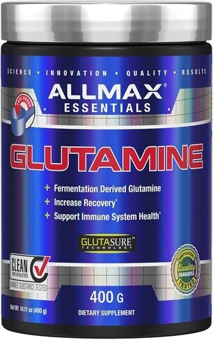 Allmax Essentials Glutamine - 100 G مسحوق - الجلوتامين المشتق من التخمير - يزيد من الانتعاش ويدعم الجهاز المناعي - خالي من الغلوتين ونباتي - 20 حصة in Kuwait