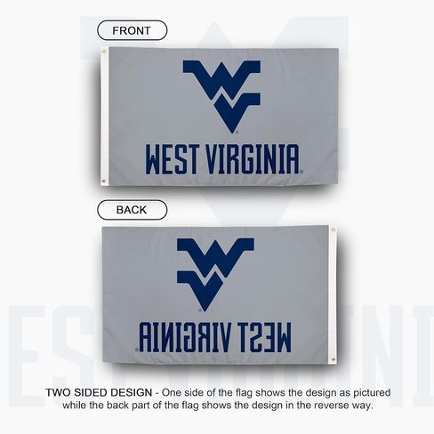 علم جامعة فرجينيا الغربية بصبار الصحراء - لافتة متسلقي الجبال WVU مقاس 3 × 5 أقدام، عرض قماشي متين للاستخدام الداخلي/الخارجي (النمط C1) in Kuwait