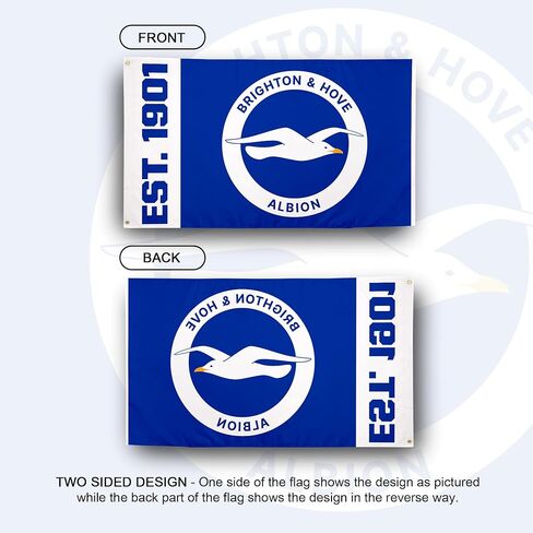 صبار الصحراء برايتون وهوف ألبيون علم BHAFC Seagulls 100% بوليستر للاستخدام الداخلي والخارجي 3 × 5 أقدام معدات مرخصة رسميًا (التصميم A) in Saudi Arabia
