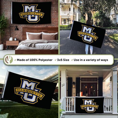 Desert Cactus Marquette University Flag - 3 x 5 Feet Golden Eagles MU Banner, Indoor/Outdoor Durable Fabric Display (Style C) in Saudi Arabia