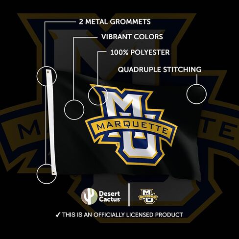 Desert Cactus Marquette University Flag - 3 x 5 Feet Golden Eagles MU Banner, Indoor/Outdoor Durable Fabric Display (Style C) in Saudi Arabia