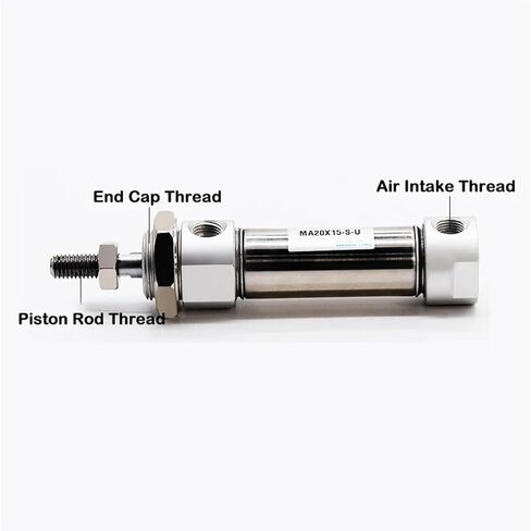 MDPXTJOG 1pcs Pneumatic Cylinder Stainless Steel Pneumatic Mini Cylinder MA16/20/25-25X50X75X100X125X150X200S-U Flat Tail(Stroke 125mm,Bore 16mm) in Saudi Arabia