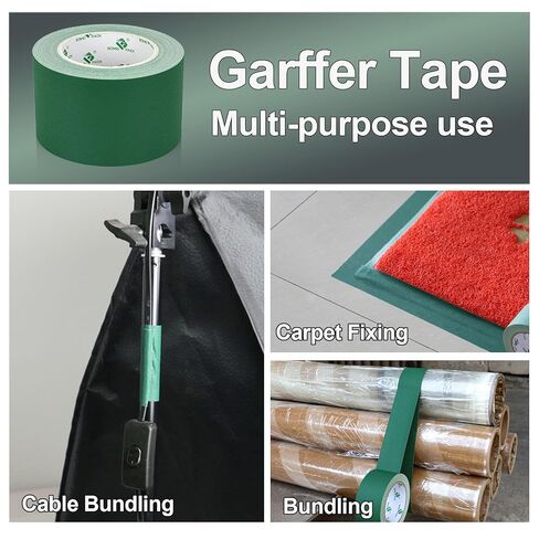 BOMEI PACK Dark Green Gaffer Tape, Matte Non-Reflective, 3inch x 20yds No Residue Hand Tear Self-Adhesive Tape for Labeling, Cable, Stage, Photo Studio, Painters and Duct Repair, 1 Pack in Saudi Arabia