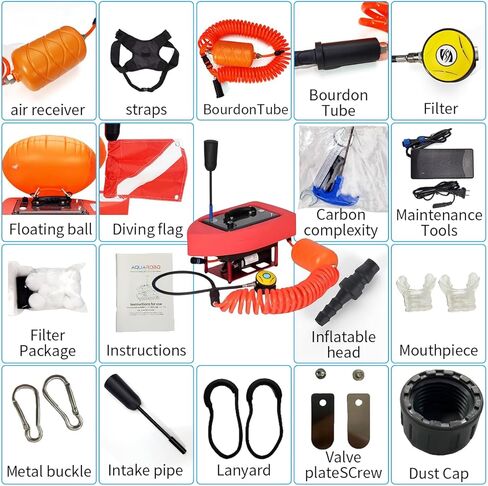 AQUAROBO 819 جهاز تهوية للغوص بدون خزان نظام غوص (S6/S7/S9/S77) ضاغط سكوبا محمول يعمل بالبطارية للتنفس تحت الماء in Kuwait