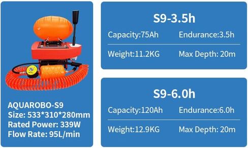 AQUAROBO 819 جهاز تهوية للغوص بدون خزان نظام غوص (S6/S7/S9/S77) ضاغط سكوبا محمول يعمل بالبطارية للتنفس تحت الماء in Kuwait