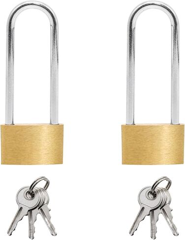 YUYUDEHM 2 PCS Solid Brass Padlock with Key, Long Shackle Locks, Gym Locker Locks in Saudi Arabia