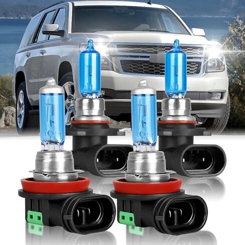 SHENKENUO Fit For Impala (2006-2013) H9+H11 High/Low Beam Ultra - High Performance Halogen Headlight Bulbs Combo,Plug-n-Play,Pack of 4 in Saudi Arabia