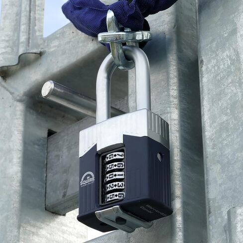 Henry Squire Warrior 5 Wheel Long Shackle Combination Padlock, 65 mm (Length), Blue in Saudi Arabia