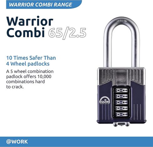 Henry Squire Warrior 5 Wheel Long Shackle Combination Padlock, 65 mm (Length), Blue in Saudi Arabia